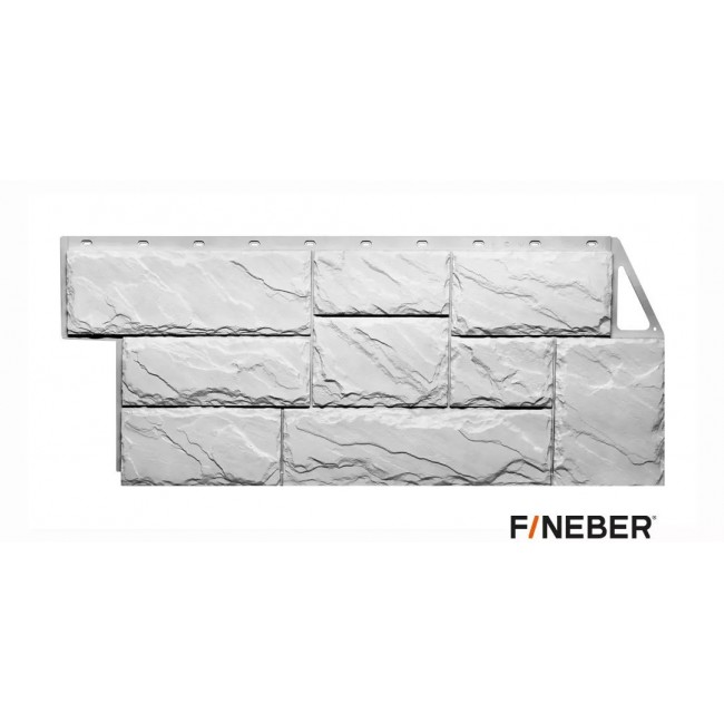 Фасадная панель Fineber Камень крупный Мелованный белый - имитация состаренных природой и временем каменных плит
