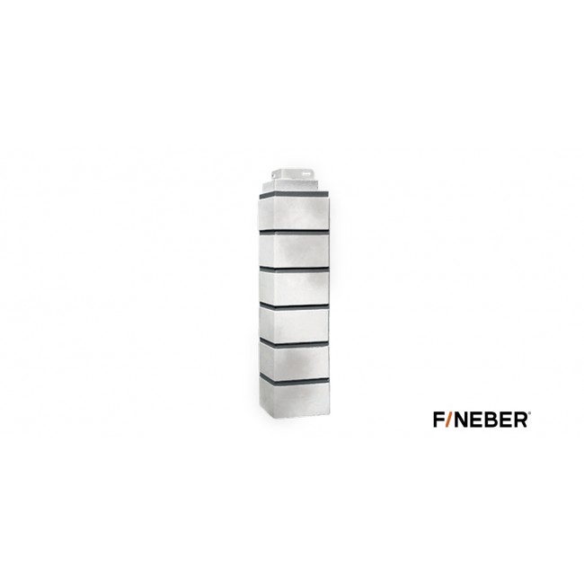 Наружный угол Fineber (Файнбир) Кирпич клинкерный 3D Бело-коричневый