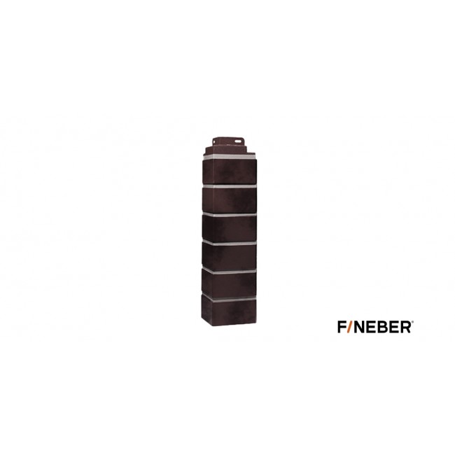 Наружный угол Fineber (Файнбир) Кирпич клинкерный 3D Коричнево-черный