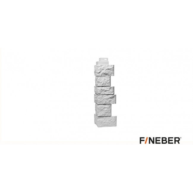 Наружный угол Fineber (Файнбир) Камень дикий Мелованный белый