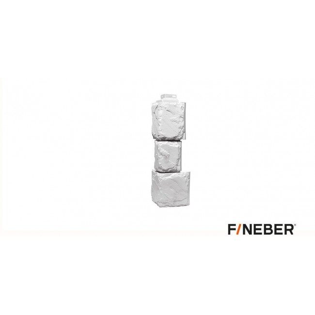 Наружный угол Fineber (Файнбир) Камень крупный Мелованный белый
